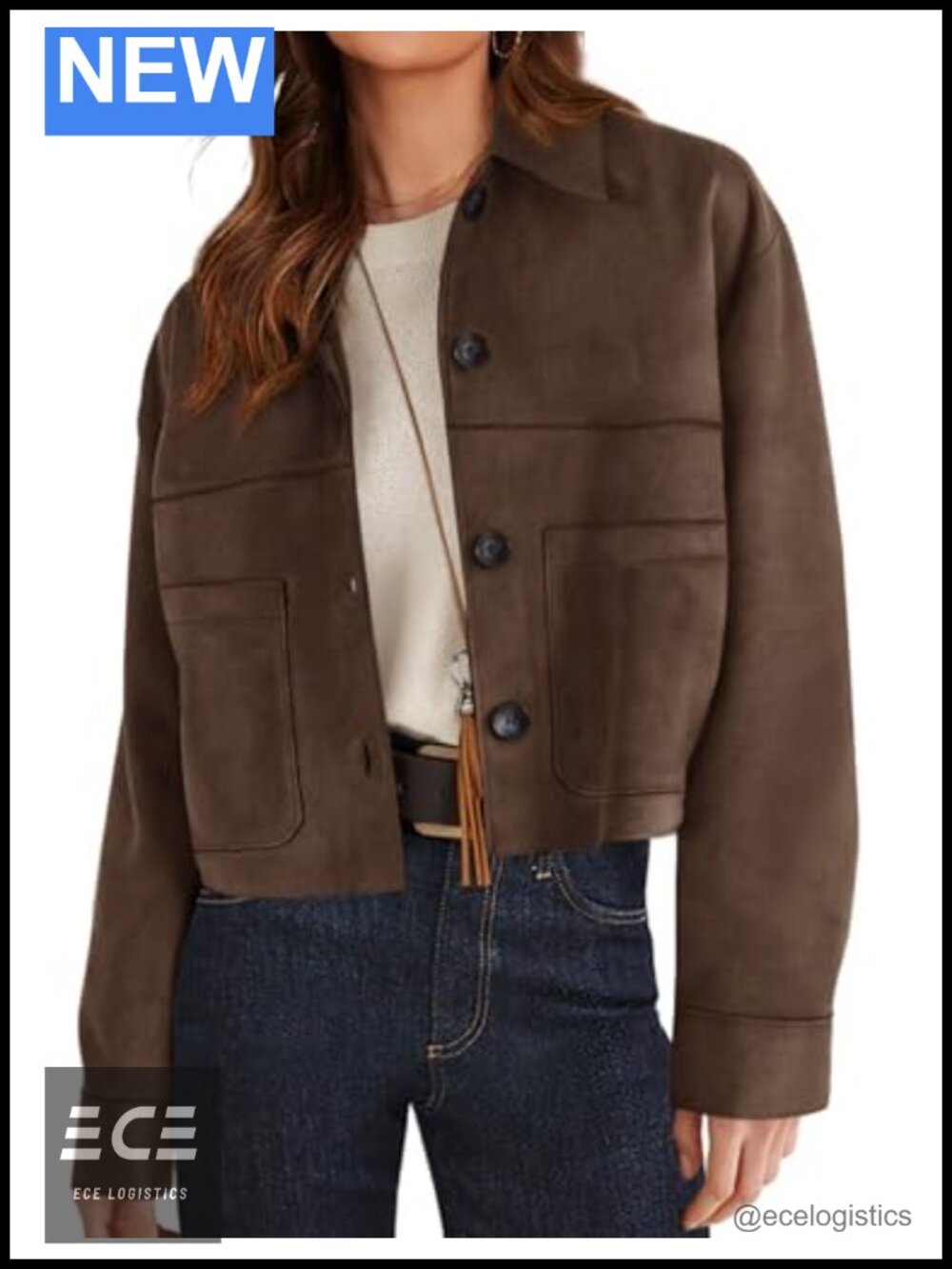 Faux Suede Shacket Jacket Lightweight Cropped Aviator Coat